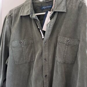 Tommy Bahama Olive Corduroy Shirt XXL